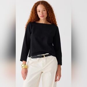 NEW J.Crew Classic Mariner Cloth Boatneck T-shirt Sweater Black Size M (medium)